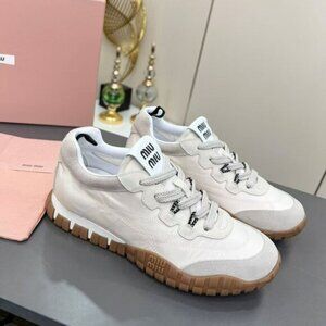 Miu Miu Tyre technical fabricand suede sneakers